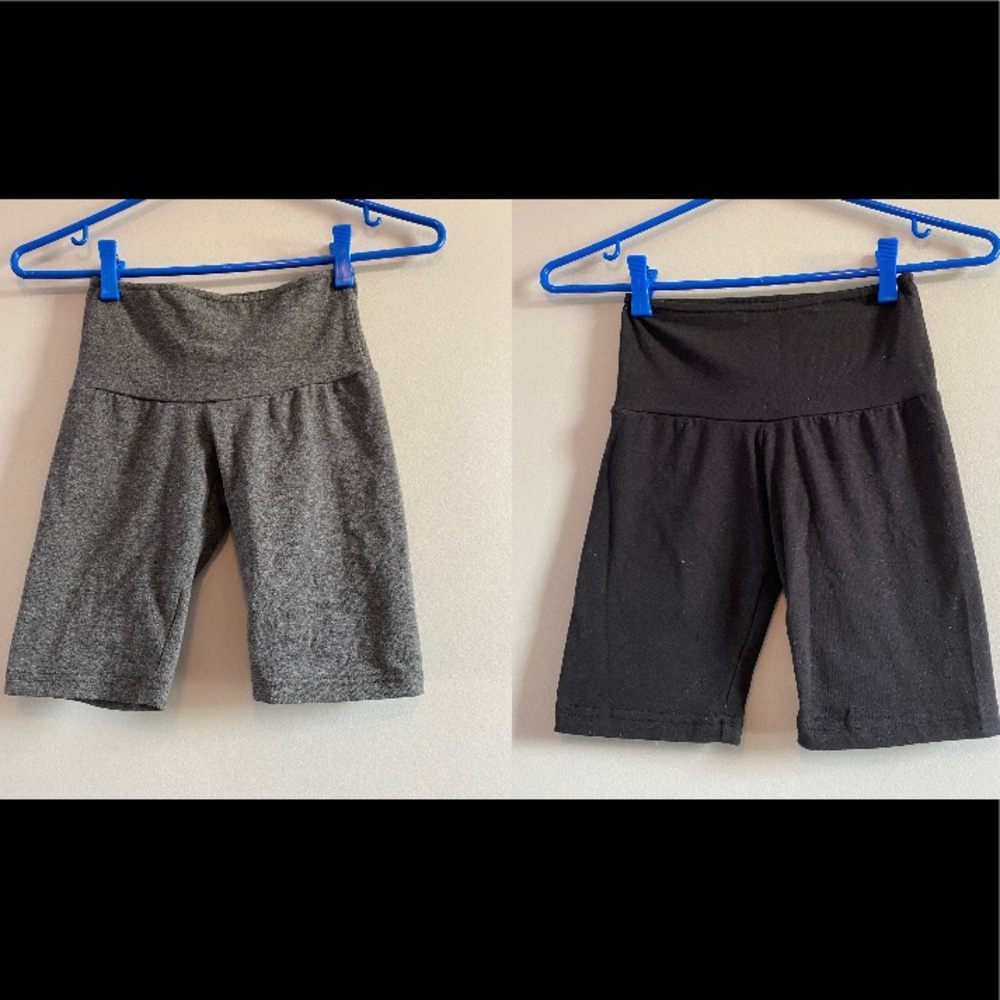 bundle of grey and black biker shorts